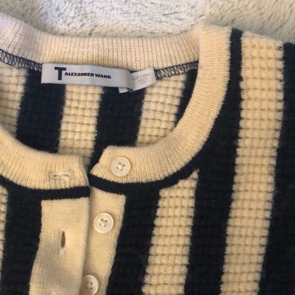 T by Alexander Wang striped waffle sweater, XS - Picture 2 of 5